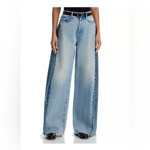 MOTHER Pipe Dream Button Sneak Fray Jeans in Blinded By The Dark